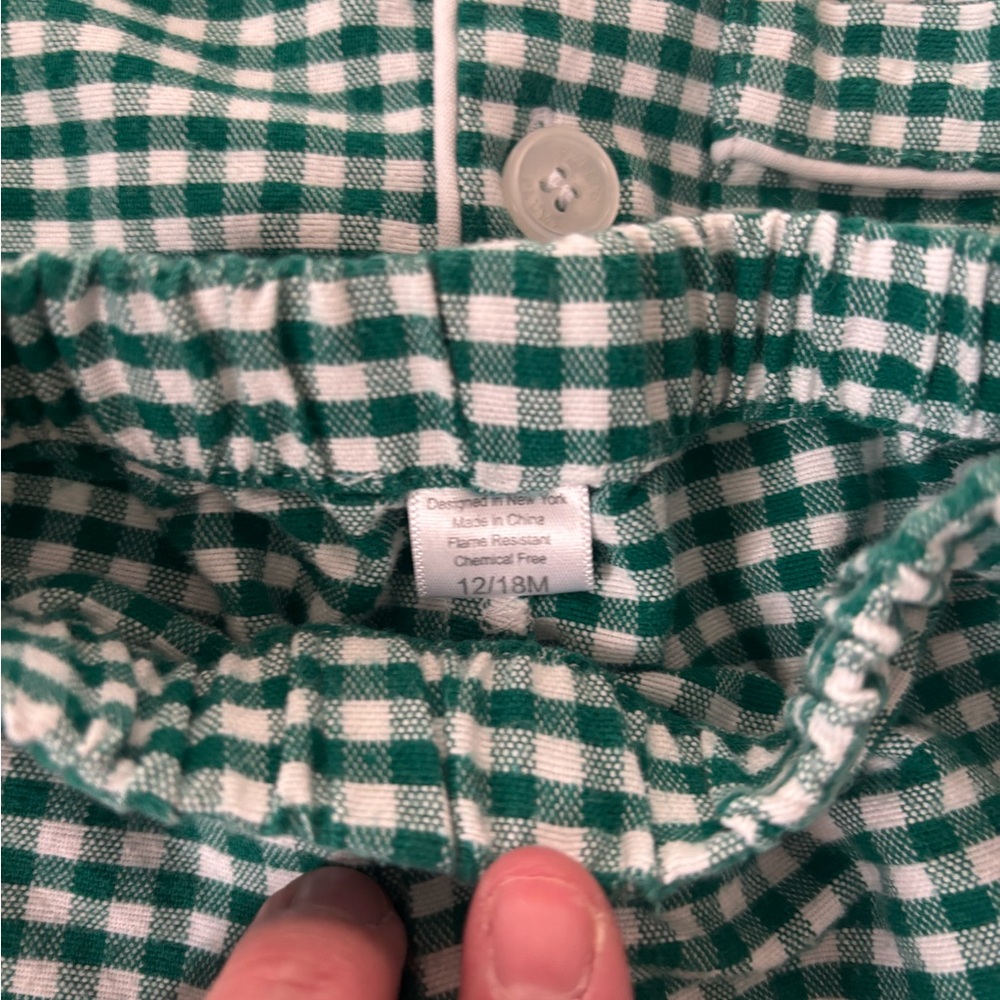 Petite Plume Green Gingham Toddler Pajamas - Picture 3 of 6